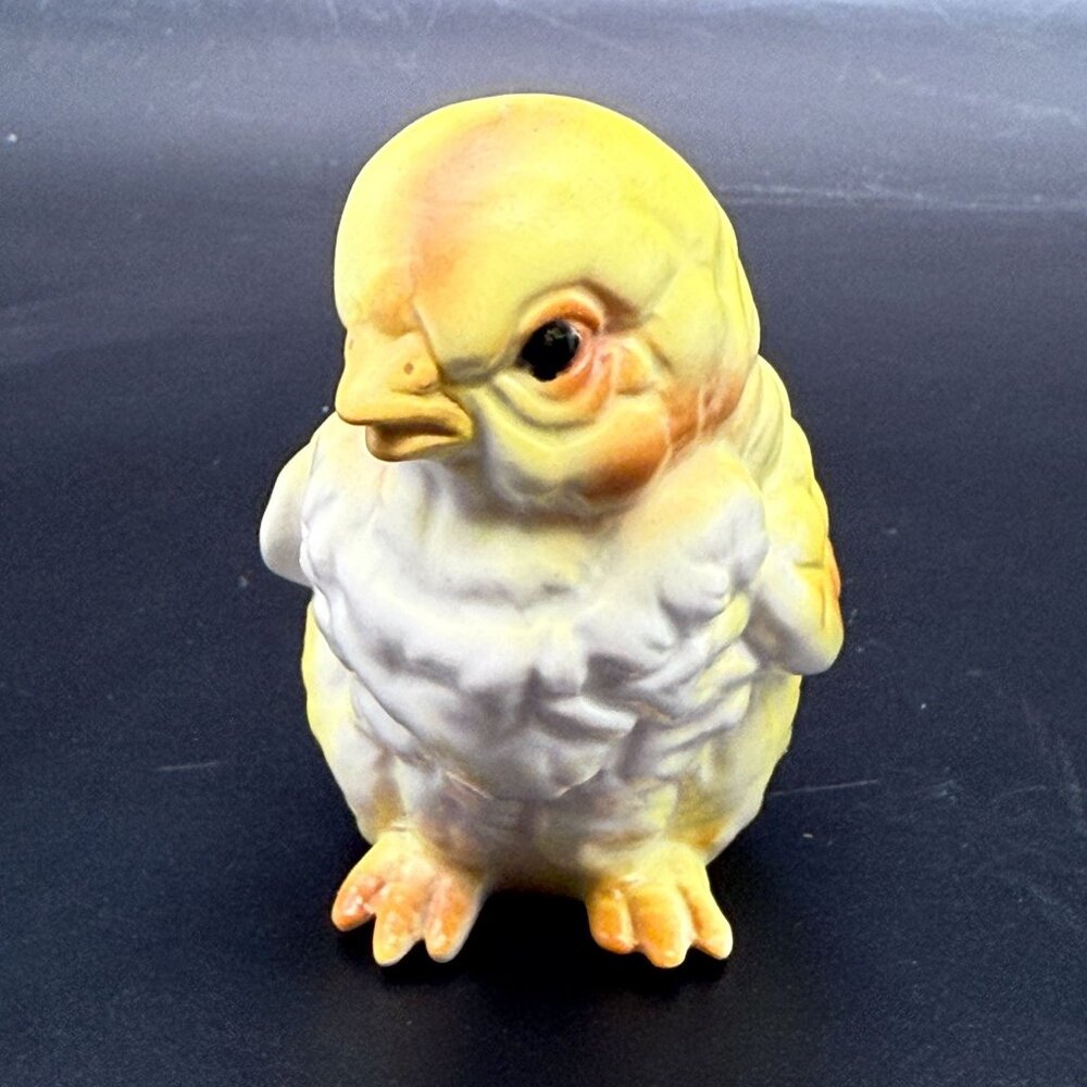 Vtg Lefton Yellow Chick Realistic Porcelain Figurine Easter Spring Decor #2437